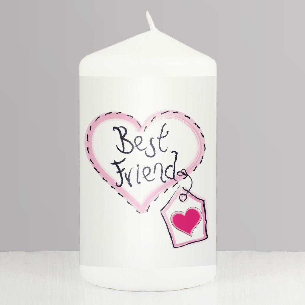 Best Friend Heart Stitch Pillar Candle Extra Image 1